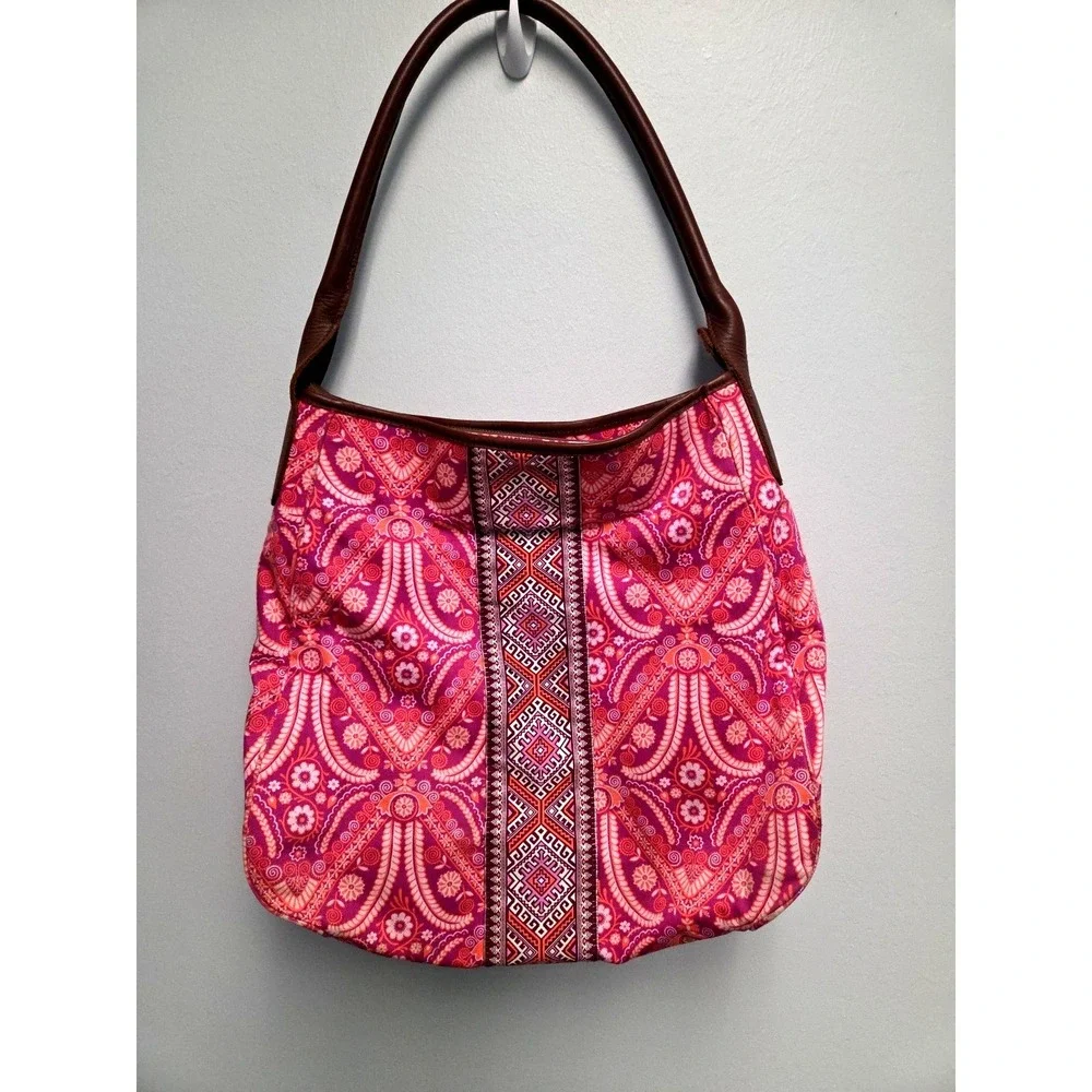 Kalencom Amy Butler Fabric Hobo Shoulder Bag Purse Pink‎ FloralHTF